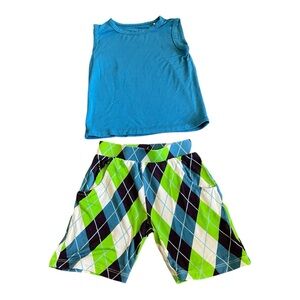 381, Dreamiere Blue Tank Top and Argyle Shorts Set, size 2T
